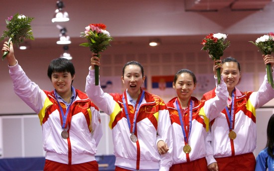 圖文-大運會乒乓球10日賽況 中國隊包攬女雙冠亞