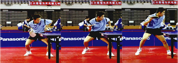 強(qiáng)行側(cè)身，靠手臂動作控制回球弧線