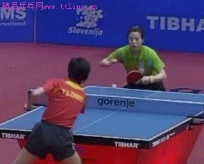 王楠反手拉沖球