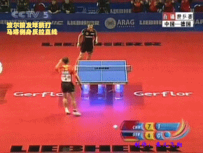 波爾接發(fā)球挑打，馬琳側身反拉直線