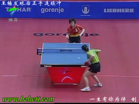 王楠發(fā)球后正手連續(xù)沖
