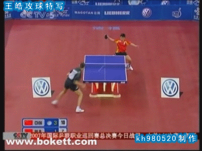 王皓vs薩姆索諾夫之王皓攻球動作