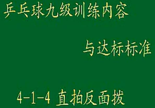 九級(jí)訓(xùn)練內(nèi)容與達(dá)標(biāo)標(biāo)準(zhǔn)4-1-4&nbsp;直拍反面撥